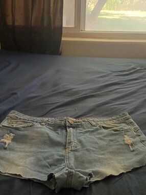 GOGO Light Blue Distressed Denim Shorts
